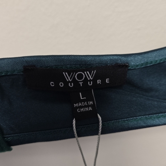 WOW Couture Halter Ruffled Cheeky One Piece Monokini Emerald Green L - Picture 10 of 13